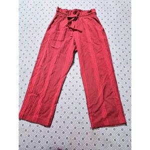 NWT Striped Wide Leg Cropped Pants with Drawstring Waist - Casual Summer Size S‎
